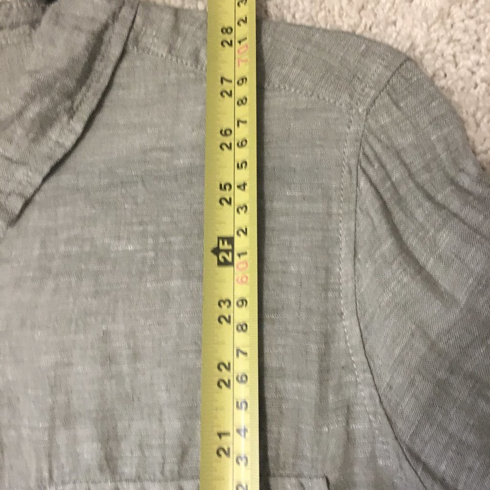 100% Linen Neutral Beige Button Down Utility Shirt Oversized XS Coastal Joe Fres - Picture 12 of 13